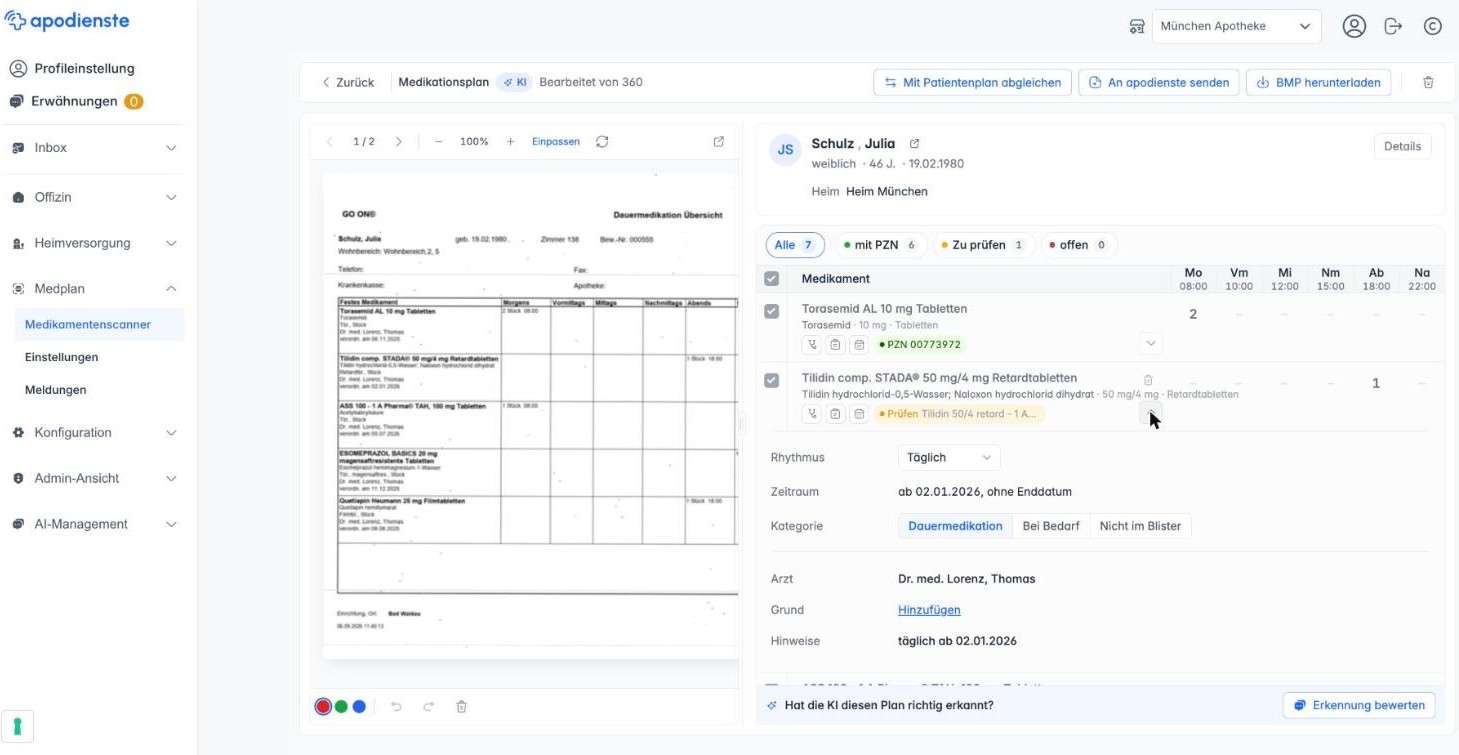Die aufgeklappten Details eines Medikaments